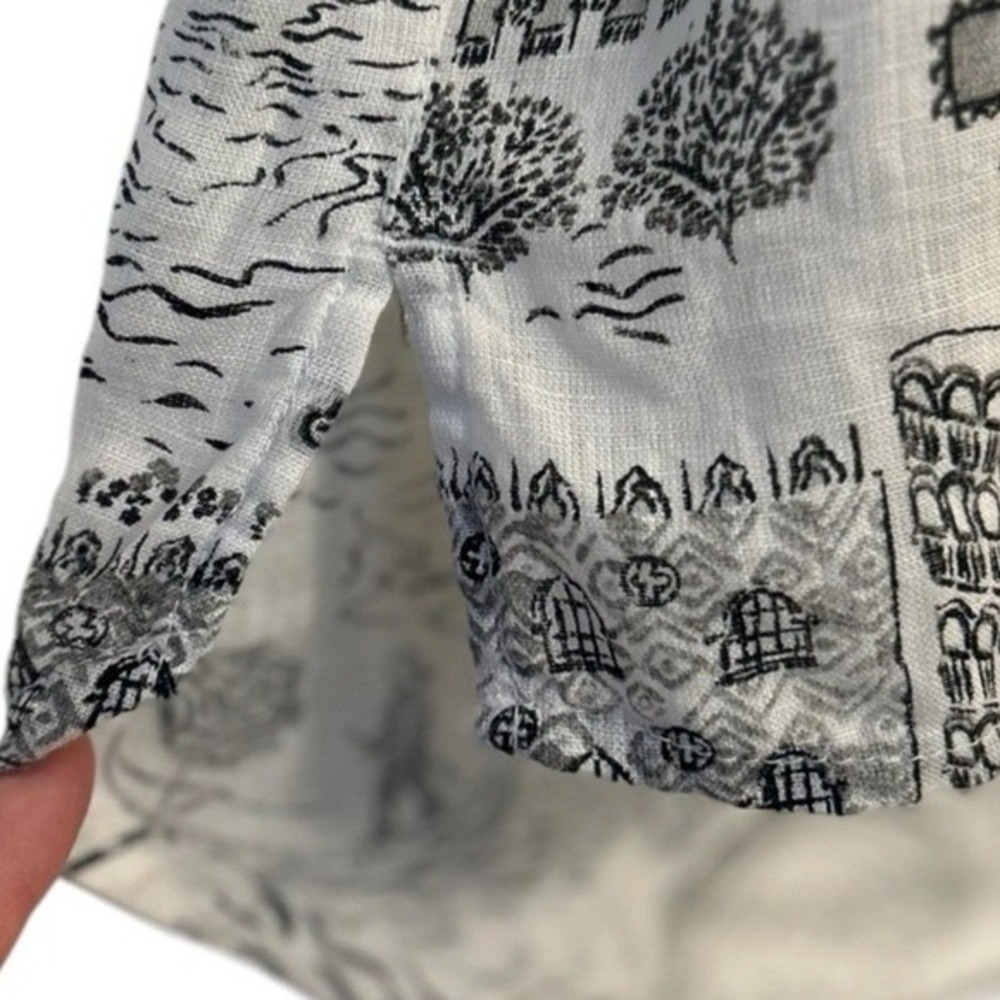 Cynthia Rowley 1X 100% Linen Venice Cityscape Tunic Art to Wear Lagenlook Blouse - Picture 7 of 10